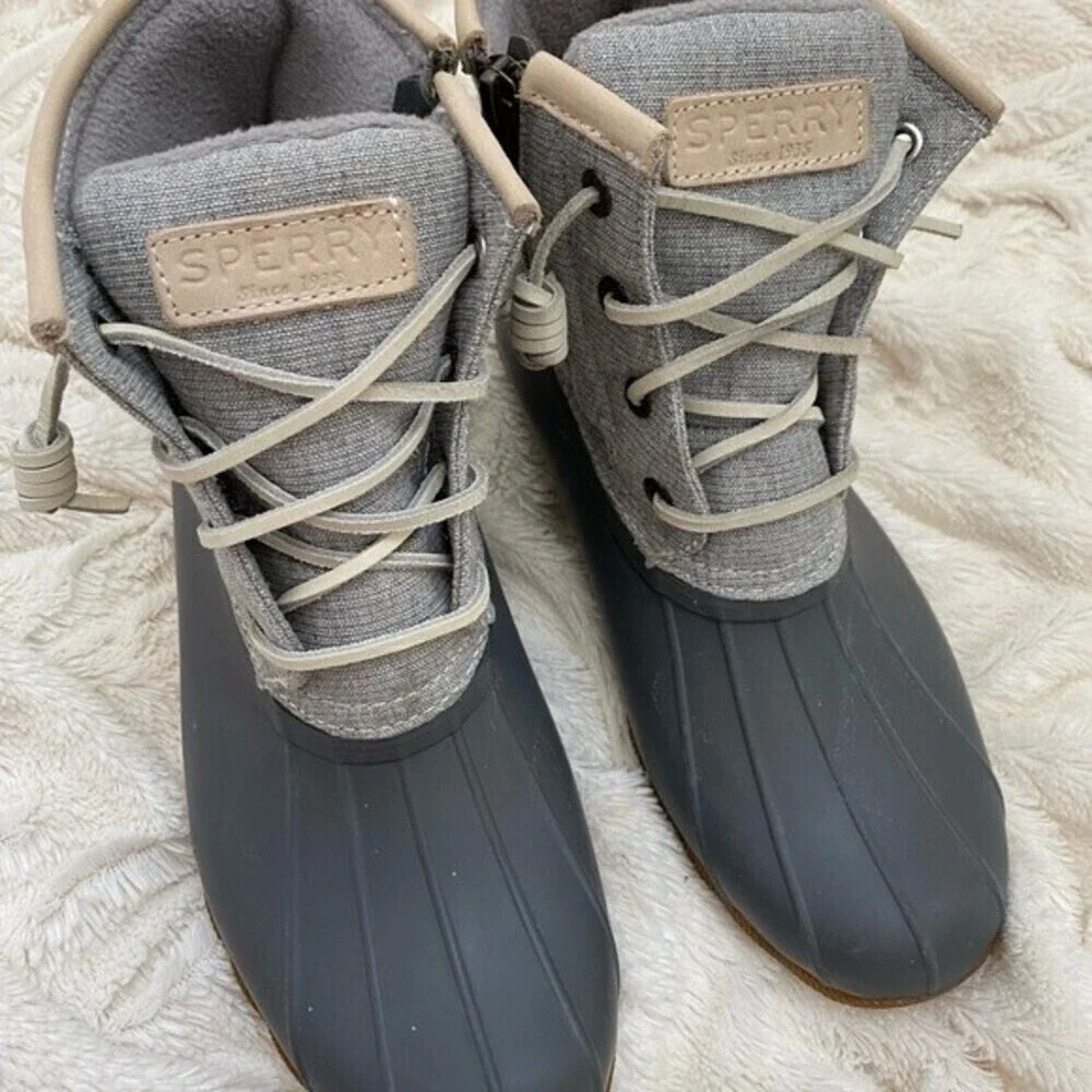 Sperry Saltwater metallic grey rain boots